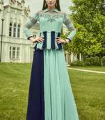 Sky Blue Georgette Embroidered Pakistani Kurtis