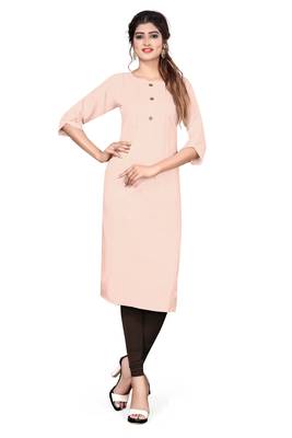 Peach plain cotton kurtas-and-kurtis 1