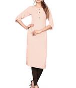 Peach plain cotton kurtas-and-kurtis