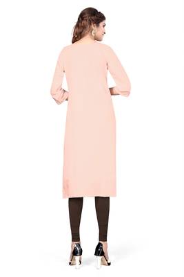 Peach plain cotton kurtas-and-kurtis 2
