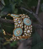 Blue Meenakari Gold Tone Kundan Inspired Bangle