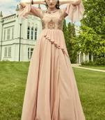 Baby Pink Georgette Embroidered Pakistani Kurtis