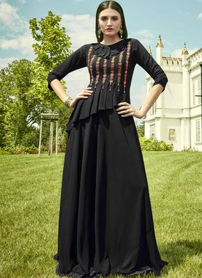 Black Georgette Embroidered Pakistani Kurtis 1