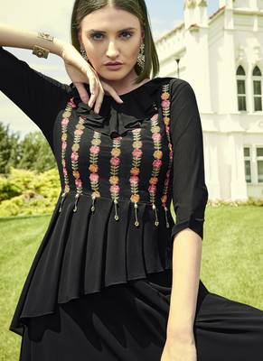 Black Georgette Embroidered Pakistani Kurtis 3
