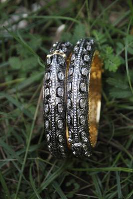 Black Silver Victorian Bangles 1