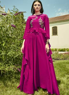 Rani Pink Georgette Embroidered Pakistani Kurtis 1