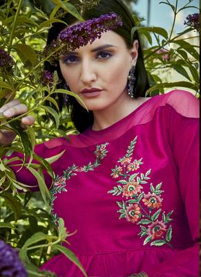 Rani Pink Georgette Embroidered Pakistani Kurtis 3