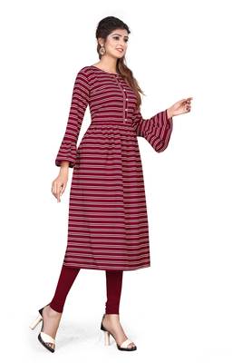 Maroon plain crepe kurtas-and-kurtis 3