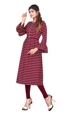Maroon plain crepe kurtas-and-kurtis 4