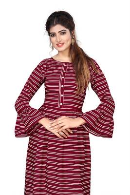 Maroon plain crepe kurtas-and-kurtis 5