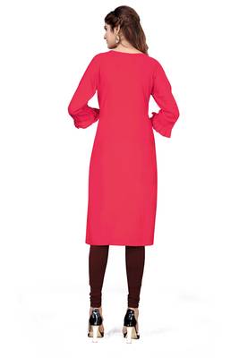 Red embroidered viscose rayon kurtas-and-kurtis 2