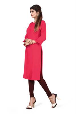 Red embroidered viscose rayon kurtas-and-kurtis 4