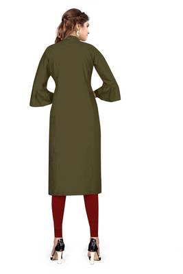 Green embroidered viscose rayon kurtas-and-kurtis 2