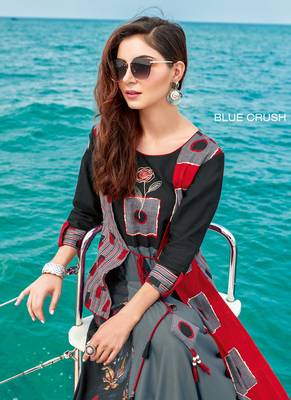 Grey Rayon Embroidered Pakistani Kurtis 2