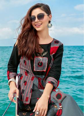 Grey Rayon Embroidered Pakistani Kurtis 3