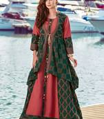 Green Rayon Embroidered Pakistani Kurtis