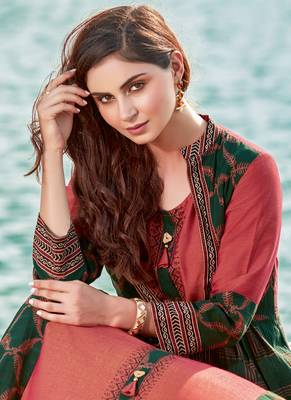 Green Rayon Embroidered Pakistani Kurtis 2