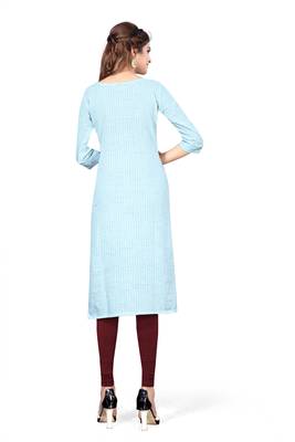 Sky-blue embroidered cotton kurtas-and-kurtis 2