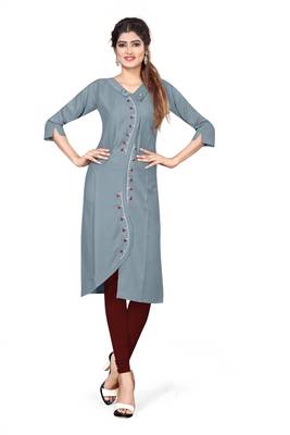 Grey embroidered cotton kurtas-and-kurtis 1
