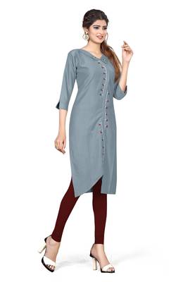 Grey embroidered cotton kurtas-and-kurtis 3