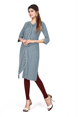 Grey embroidered cotton kurtas-and-kurtis 4