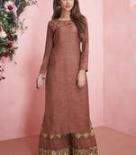 Brown Rayon Embroidered Kurtas And Kurtis