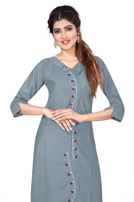 Grey embroidered cotton kurtas-and-kurtis 5