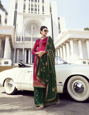 Pink embroidered georgette salwar 1
