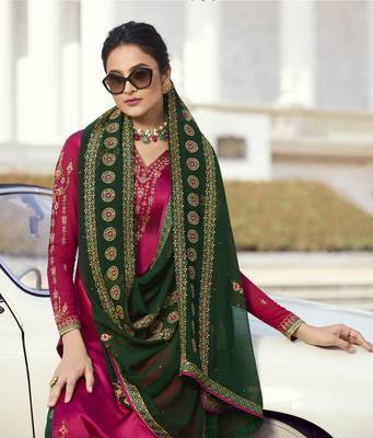 Pink embroidered georgette salwar 2