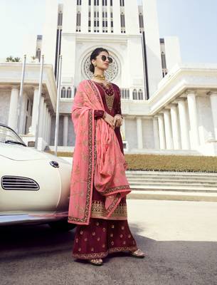 Maroon embroidered georgette salwar 1