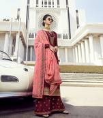 Maroon embroidered georgette salwar