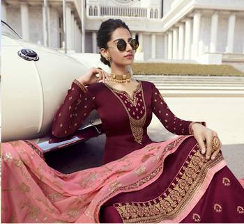 Maroon embroidered georgette salwar 2