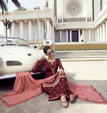 Maroon embroidered georgette salwar 3