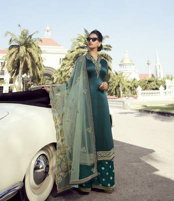 Dark green embroidered georgette salwar 1
