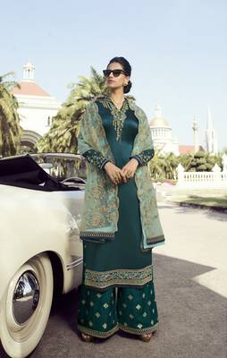 Dark green embroidered georgette salwar 3