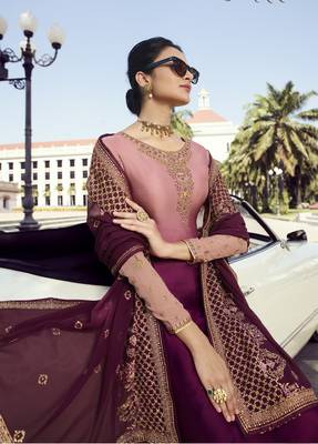 Dark pink embroidered georgette salwar 2