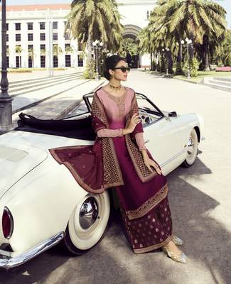 Dark pink embroidered georgette salwar 3
