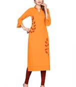 Mustard embroidered cotton kurtas-and-kurtis