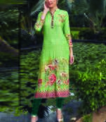 Light Green Rayon Embroidered Long Kurtis