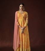 Yellow embroidered silk salwar