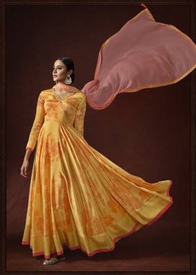 Yellow embroidered silk salwar 2