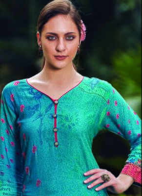 Light Blue Rayon Embroidered Long Kurtis 2