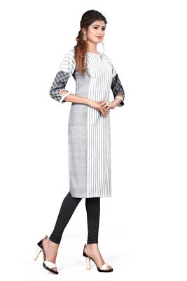 Grey plain cotton kurtas-and-kurtis 3