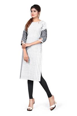 Grey plain cotton kurtas-and-kurtis 4