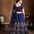 Exotic Navy-Blue Zari Embroidered Art Silk Designer Lehenga For Wedding