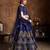 Exotic Navy-Blue Zari Embroidered Art Silk Designer Lehenga For Wedding