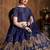 Exotic Navy-Blue Zari Embroidered Art Silk Designer Lehenga For Wedding
