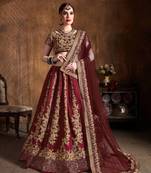 Adorning Maroon Embroidered Art Silk Wedding Designer Lehenga Choli With Dupatta