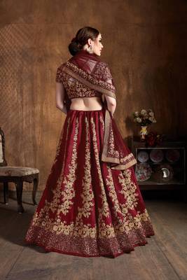 adorning maroon embroidered art silk wedding lehenga set choli with dupatta with dupatta 2