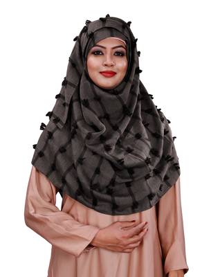  Pom Pom Viscose Cotton Arabian Scarf Hijab For Women 1